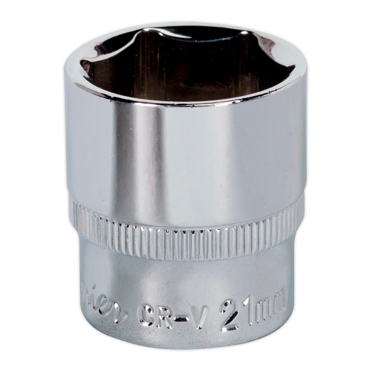 Sealey SP3821 Premier Fully Polished Socket 3/8"Sq Drive 21mm