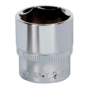 Sealey SP3821 Premier Fully Polished Socket 3/8"Sq Drive 21mm