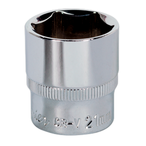 Sealey SP3821 Premier Fully Polished Socket 3/8"Sq Drive 21mm