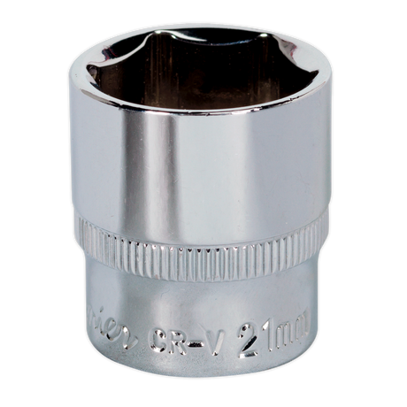 Sealey SP3821 Premier Fully Polished Socket 3/8"Sq Drive 21mm