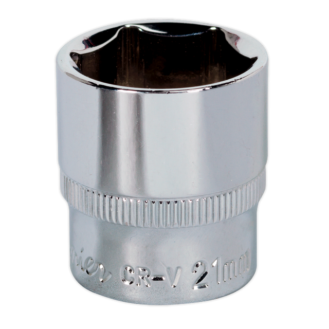 Sealey SP3821 Premier Fully Polished Socket 3/8"Sq Drive 21mm