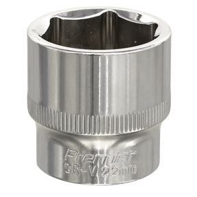 Sealey SP3822 Premier Fully Polished Socket 3/8"Sq Drive 22mm