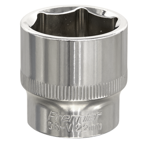 Sealey SP3822 Premier Fully Polished Socket 3/8"Sq Drive 22mm