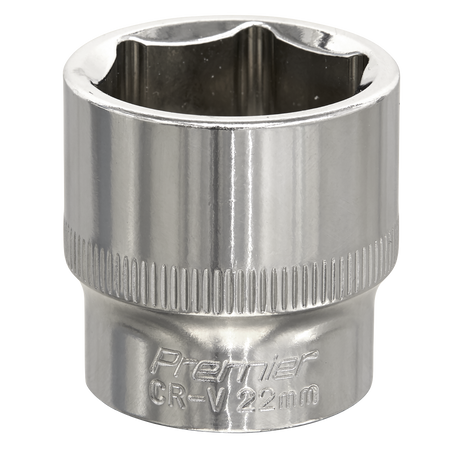 Sealey SP3822 Premier Fully Polished Socket 3/8"Sq Drive 22mm