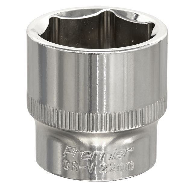 Sealey SP3822 Premier Fully Polished Socket 3/8"Sq Drive 22mm