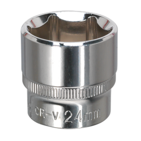 Sealey SP3824 Premier Fully Polished Socket 3/8"Sq Drive 24mm