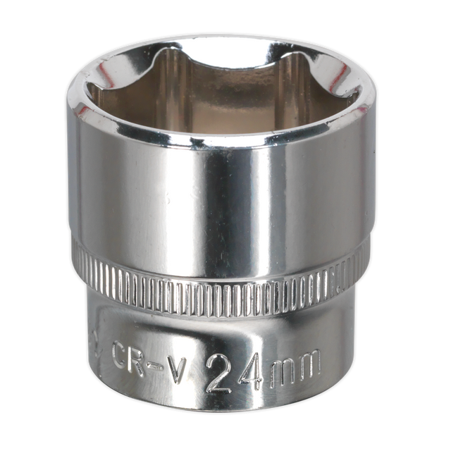 Sealey SP3824 Premier Fully Polished Socket 3/8"Sq Drive 24mm