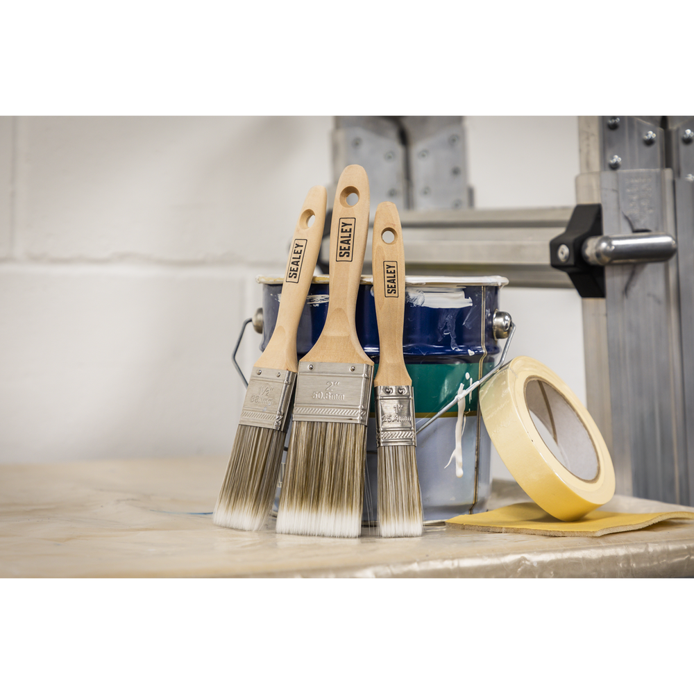 Sealey SPBS3W Wooden Handle Paint Brush Set 3pc - additional view 2