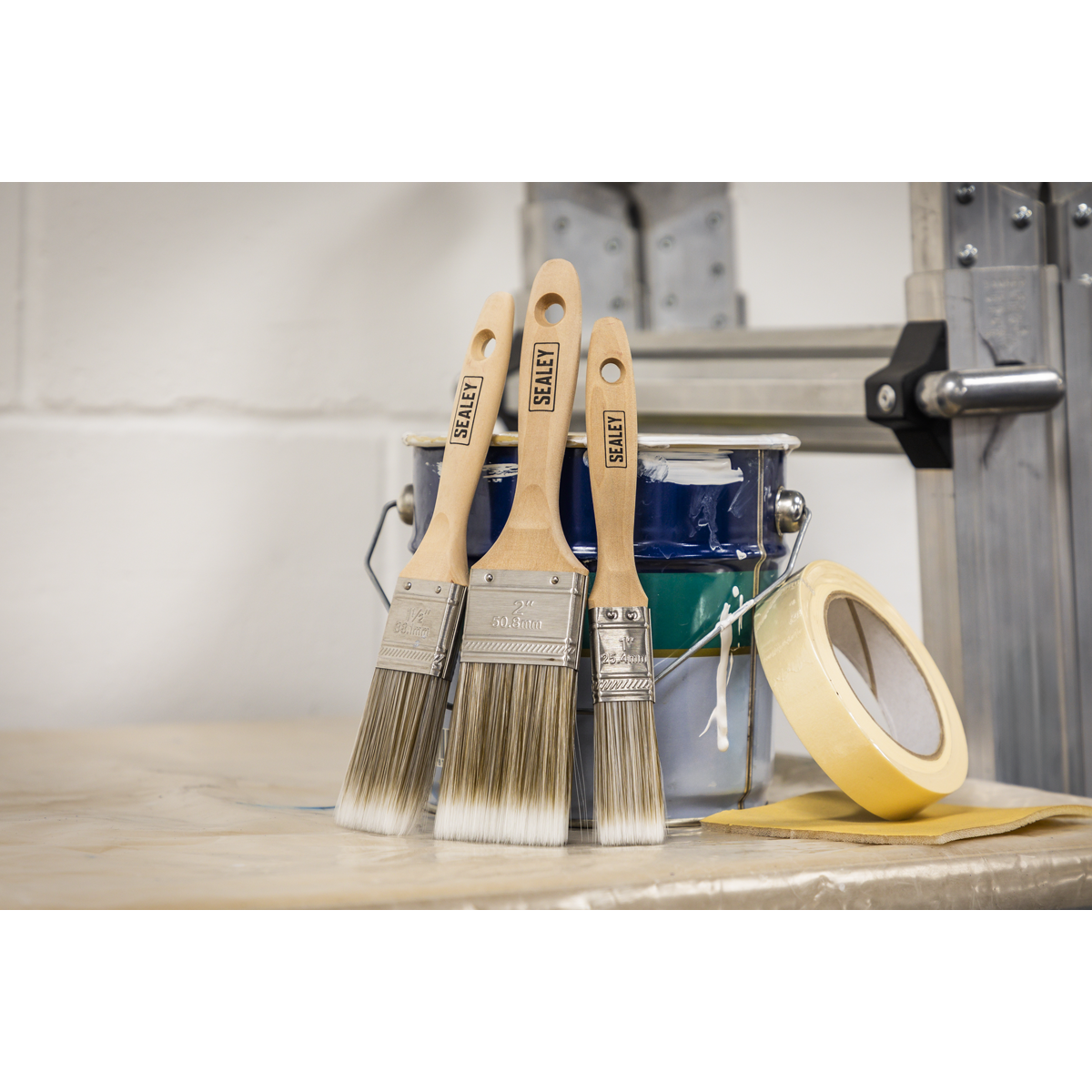 Sealey SPBS3W Wooden Handle Paint Brush Set 3pc - additional view 2