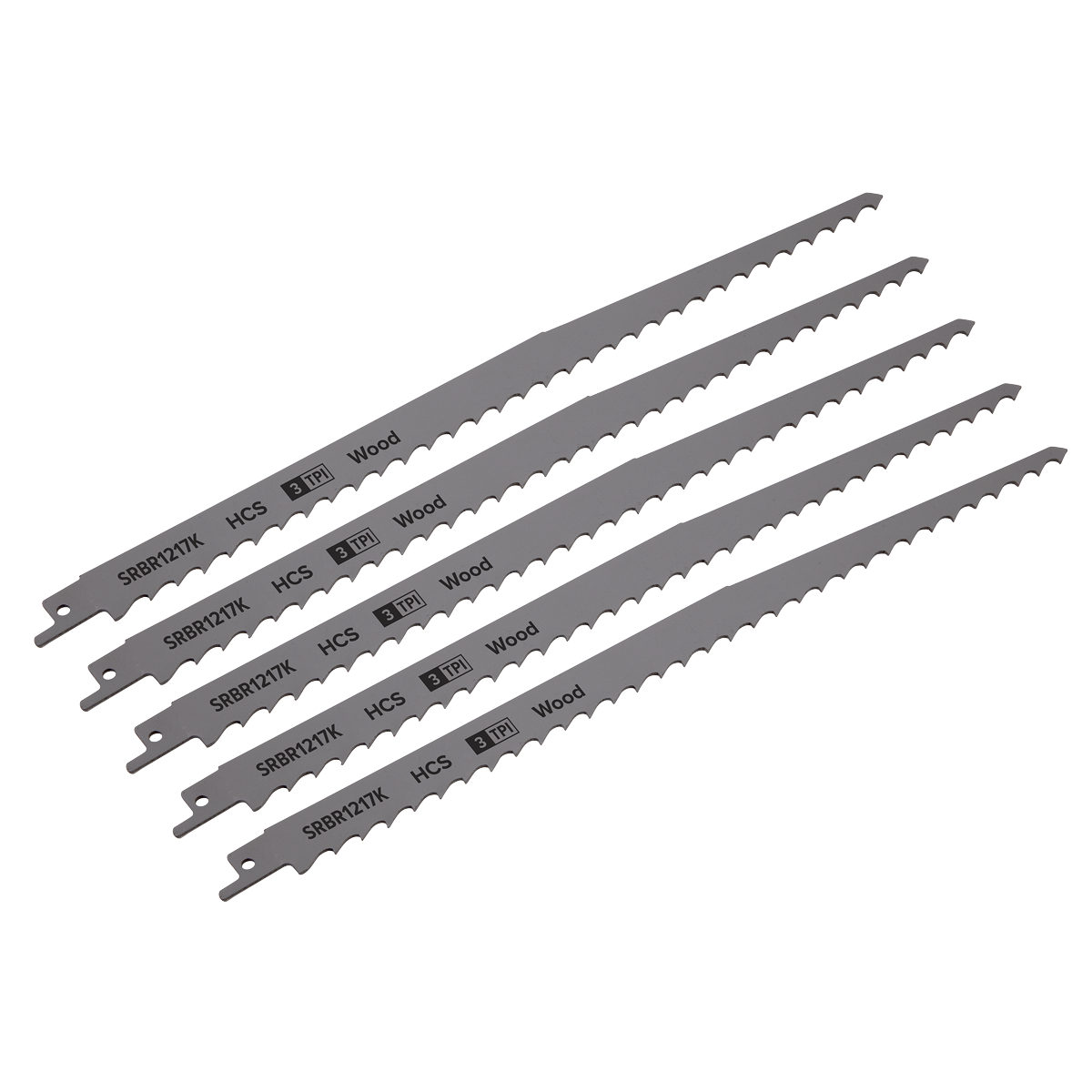 Sealey SRBR1217K Reciprocating Saw Blade for Pruning & Coarse Wood 300mm 3tpi - Pack of 5 - additional view 3