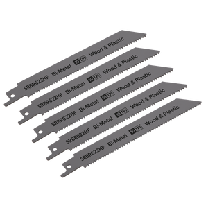 Sealey SRBR622HF Reciprocating Saw Blade for Wood & Plastics 150mm 10tpi - Pack of 5 - additional view 4