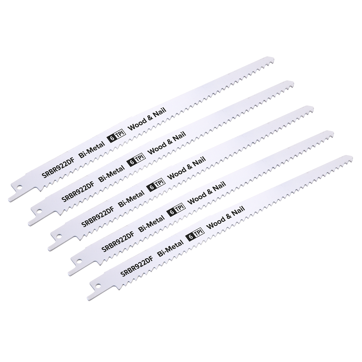 Sealey SRBR922DF Reciprocating Saw Blade for Wood & Nails 230mm 6tpi - Pack of 5 - additional view 2