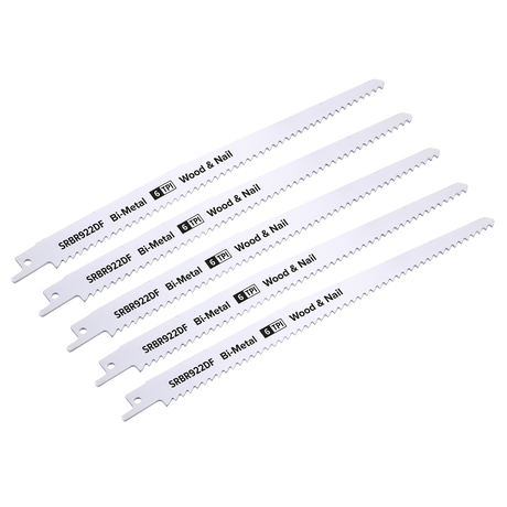 Sealey SRBR922DF Reciprocating Saw Blade for Wood & Nails 230mm 6tpi - Pack of 5 - additional view 2