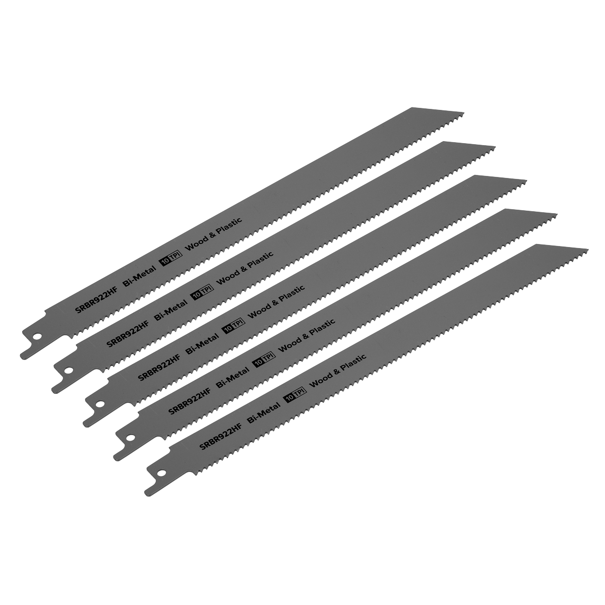 Sealey SRBR922HF Reciprocating Saw Blade for Wood & Plastics 230mm 10tpi - Pack of 5