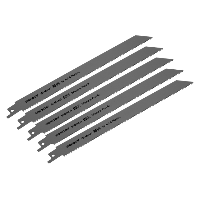 Sealey SRBR922HF Reciprocating Saw Blade for Wood & Plastics 230mm 10tpi - Pack of 5