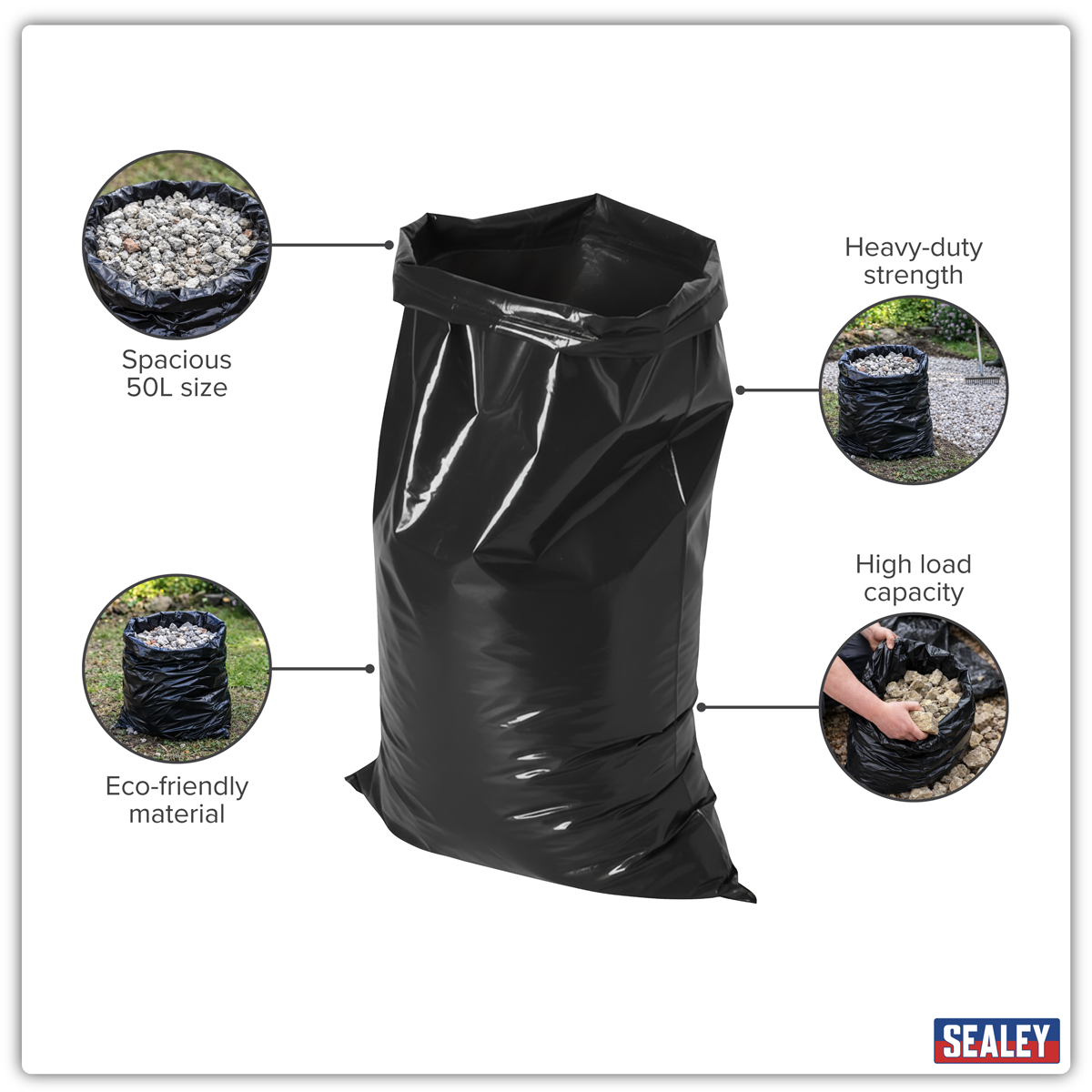 Sealey SRS20 Rubble Sacks 50L - Pack of 20 - additional view 8