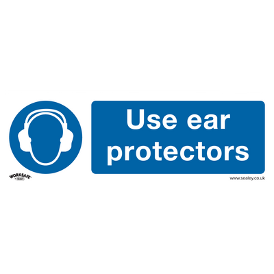Sealey SS10P10 Worksafe® Use Ear Protectors Safety Sign, Rigid Plastic - Pack of 10