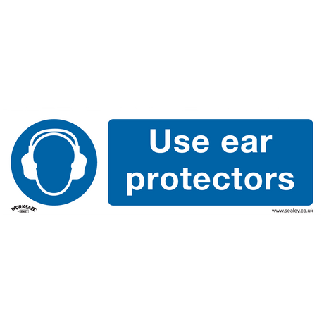 Sealey SS10P10 Worksafe® Use Ear Protectors Safety Sign, Rigid Plastic - Pack of 10