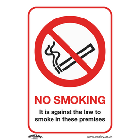 Sealey SS12P1 Worksafe® No Smoking On Premises Safety Sign - Rigid Plastic