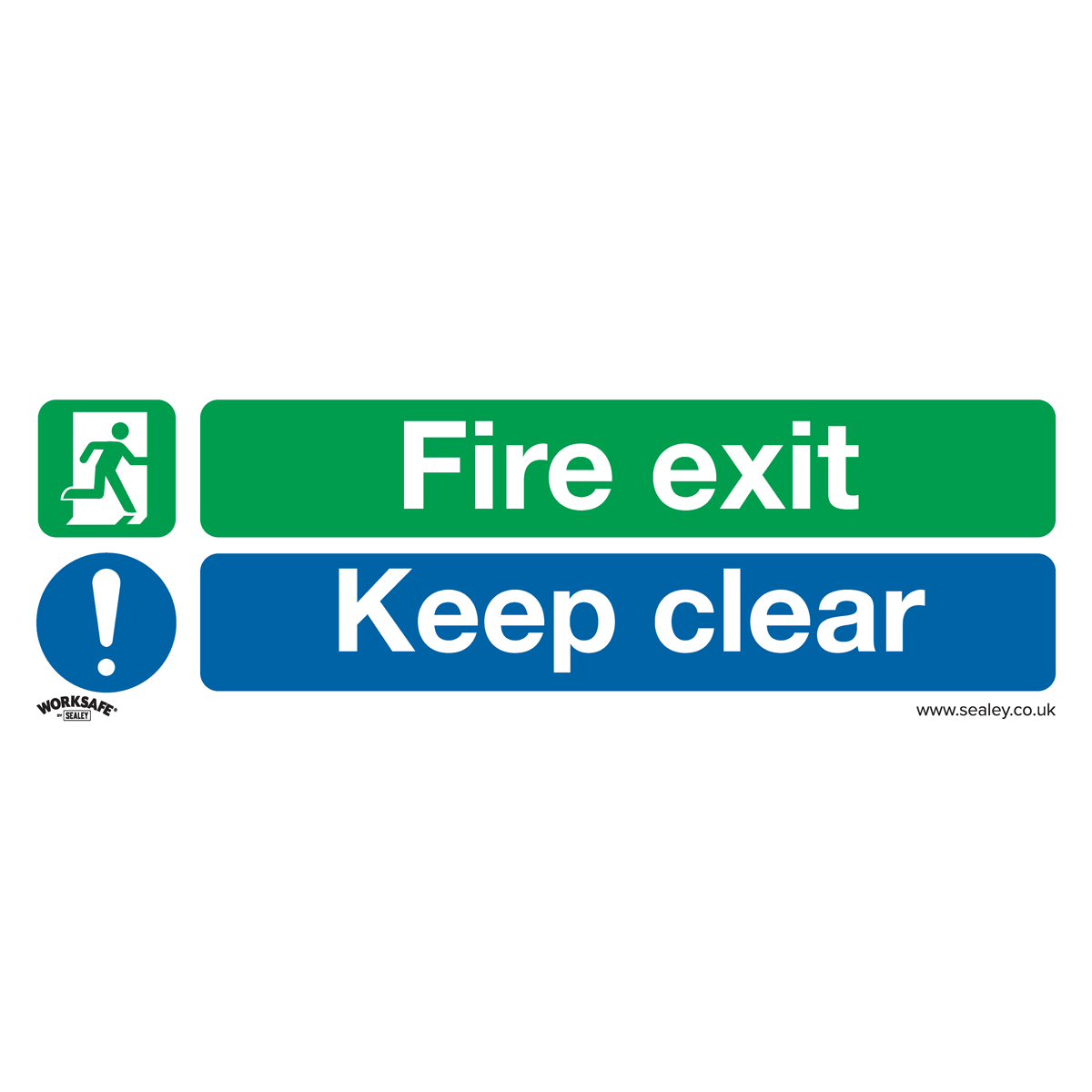 Sealey SS18P1 Worksafe® Fire Exit Keep Clear Safety Sign - Rigid Plastic