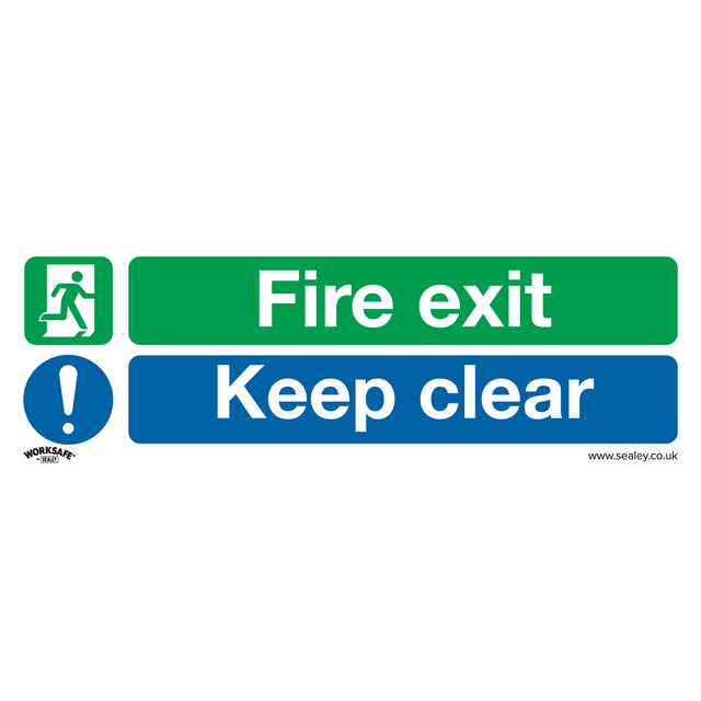 Sealey SS18P1 Worksafe® Fire Exit Keep Clear Safety Sign - Rigid Plastic