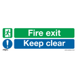 Sealey SS18V1 Worksafe® Fire Exit Keep Clear Safety Sign - Self-Adhesive Vinyl