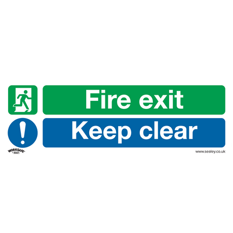 Sealey SS18V1 Worksafe® Fire Exit Keep Clear Safety Sign - Self-Adhesive Vinyl
