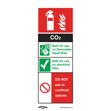 Sealey SS21P1 Worksafe® CO2 Fire Extinguisher Safety Sign - Rigid Plastic