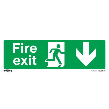 Sealey SS22P1 Worksafe® Fire Exit (Down) Safety Sign - Rigid Plastic