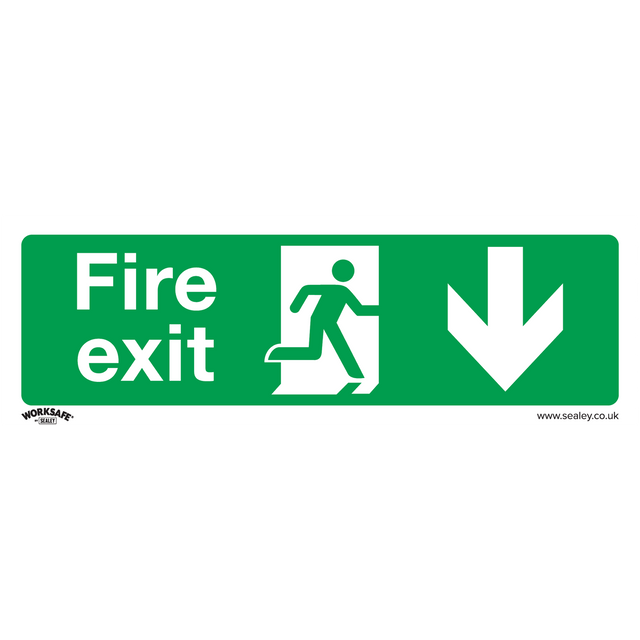 Sealey SS22P1 Worksafe® Fire Exit (Down) Safety Sign - Rigid Plastic