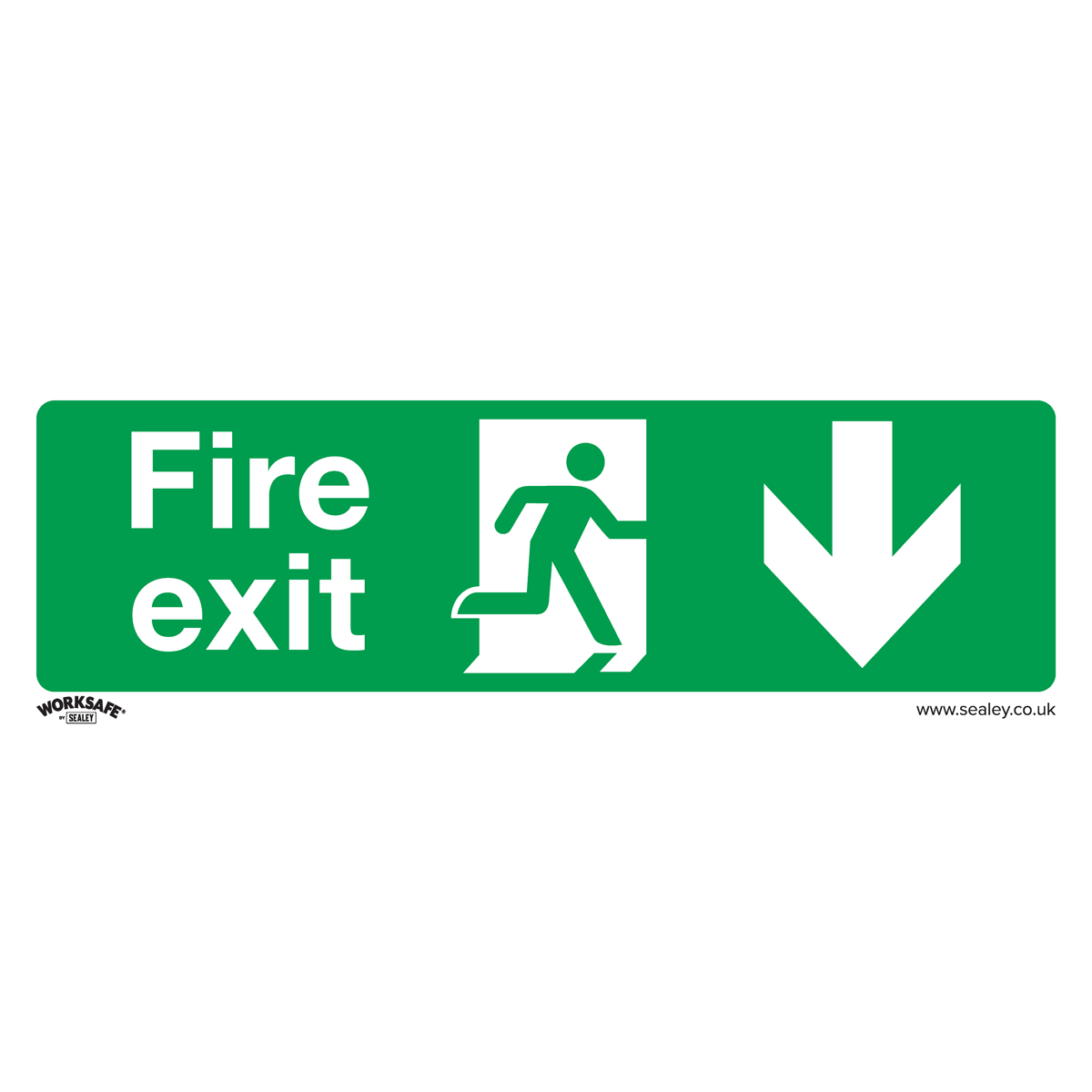 Sealey SS22V10 Worksafe® Fire Exit (Down) Safety Sign, Self-Adhesive Vinyl - Pack of 10