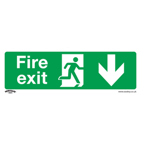 Sealey SS22V10 Worksafe® Fire Exit (Down) Safety Sign, Self-Adhesive Vinyl - Pack of 10