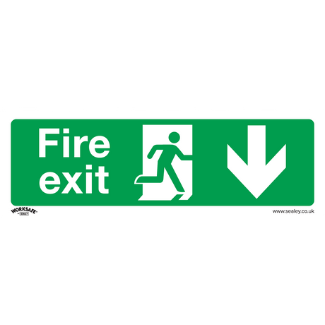 Sealey SS22V10 Worksafe® Fire Exit (Down) Safety Sign, Self-Adhesive Vinyl - Pack of 10