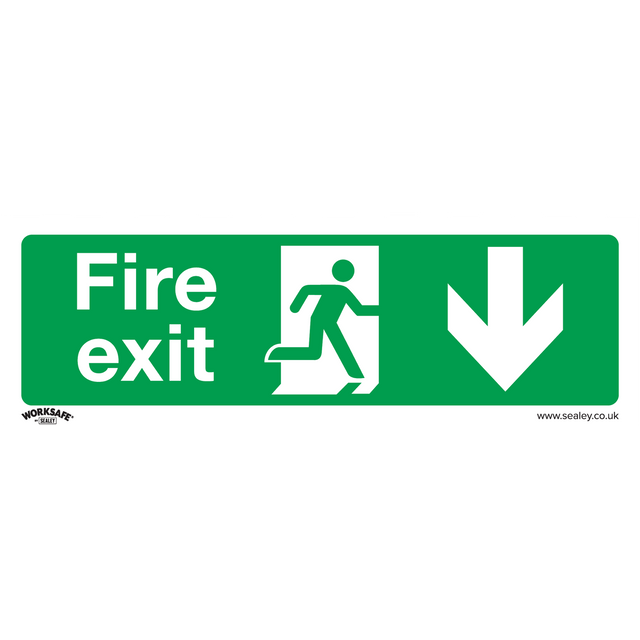 Sealey SS22V10 Worksafe® Fire Exit (Down) Safety Sign, Self-Adhesive Vinyl - Pack of 10