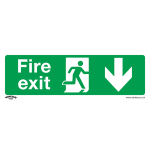 Sealey SS22V1 Worksafe® Fire Exit (Down) Safety Sign - Self-Adhesive Vinyl