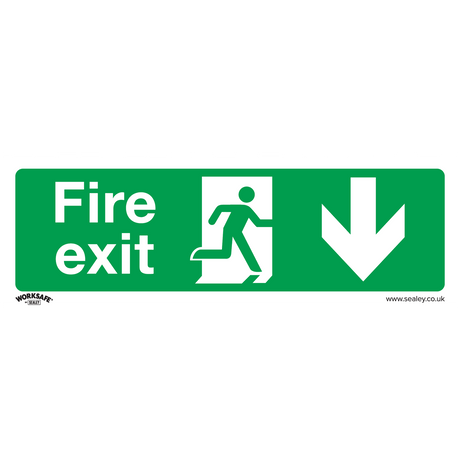 Sealey SS22V1 Worksafe® Fire Exit (Down) Safety Sign - Self-Adhesive Vinyl