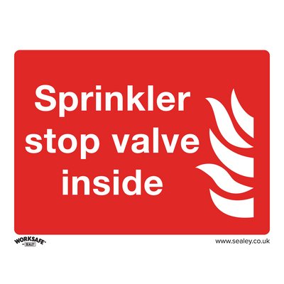 Sealey SS23P1 Worksafe® Sprinkler Stop Valve Safety Sign - Rigid Plastic