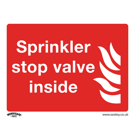 Sealey SS23P1 Worksafe® Sprinkler Stop Valve Safety Sign - Rigid Plastic