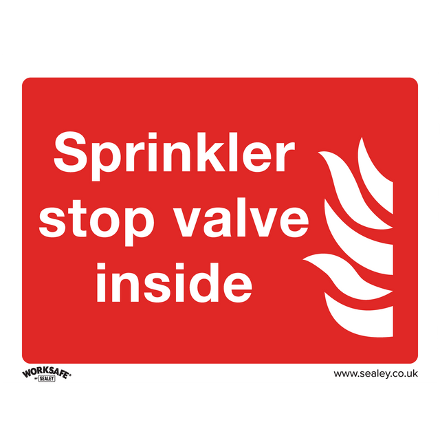Sealey SS23P1 Worksafe® Sprinkler Stop Valve Safety Sign - Rigid Plastic