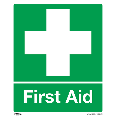 Sealey SS26V10 Worksafe® First Aid Safety Sign, Self-Adhesive Vinyl - Pack of 10