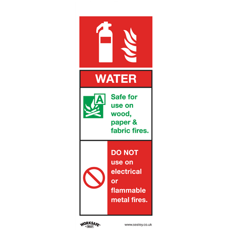 Sealey SS27P1 Worksafe® Water Fire Extinguisher Safety Sign - Rigid Plastic