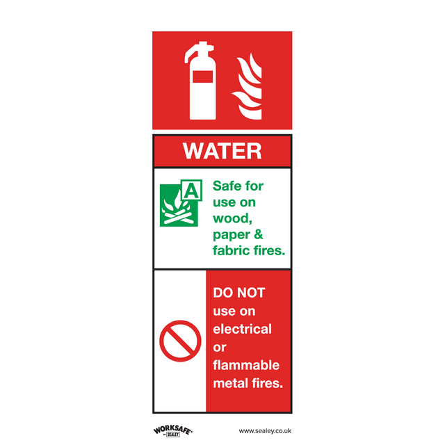 Sealey SS27V10 Worksafe® Water Fire Extinguisher Safety Sign, Self-Adhesive Vinyl - Pack of 10