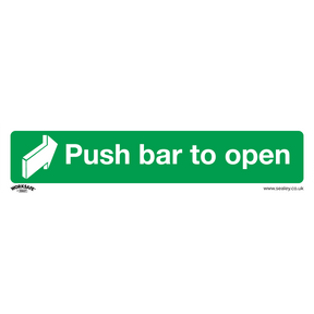 Sealey SS29V1 Worksafe® Push Bar To Open Safety Sign - Self-Adhesive Vinyl