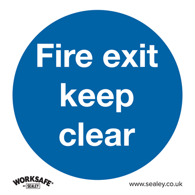 Sealey SS2P1 Worksafe® Fire Exit Keep Clear Safety Sign - Rigid Plastic