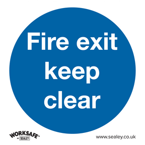 Sealey SS2V1 Worksafe® Fire Exit Keep Clear Safety Sign - Self-Adhesive Vinyl