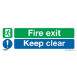 Sealey SS32P1 Worksafe® Fire Exit Keep Clear (Large) Safety Sign - Rigid Plastic