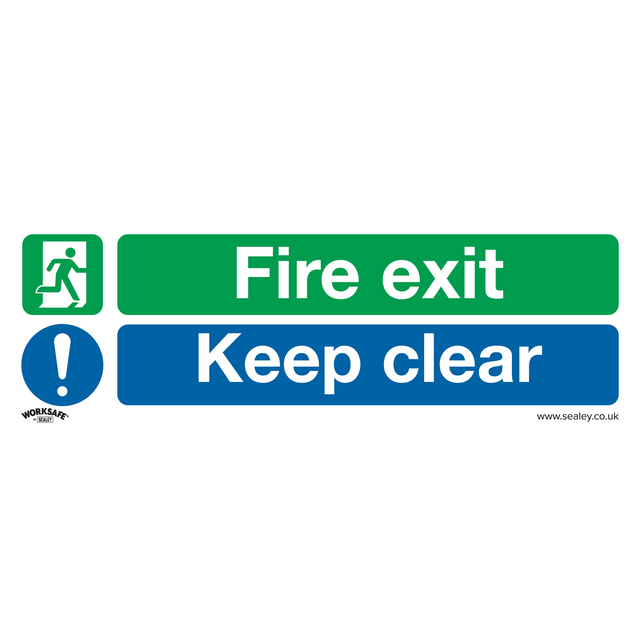 Sealey SS32P1 Worksafe® Fire Exit Keep Clear (Large) Safety Sign - Rigid Plastic