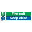 Sealey SS32V1 Worksafe® Fire Exit Keep Clear (Large) Safety Sign - Self-Adhesive Vinyl