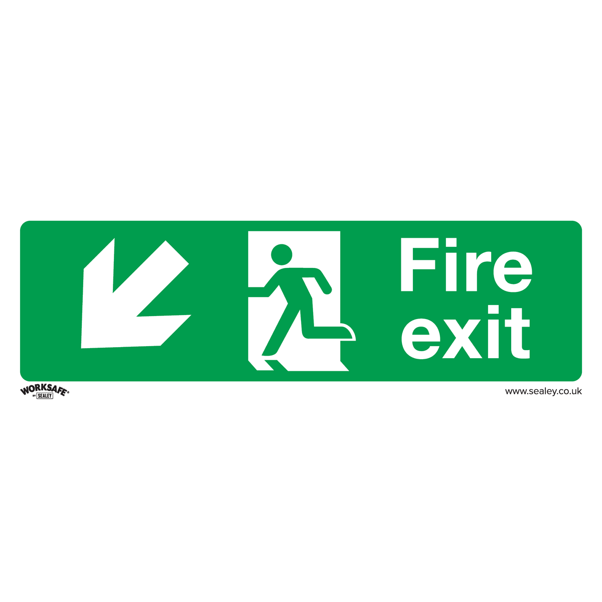 Sealey SS34P10 Worksafe® Fire Exit (Down Left) Safety Sign, Rigid Plastic - Pack of 10