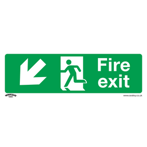 Sealey SS34P10 Worksafe® Fire Exit (Down Left) Safety Sign, Rigid Plastic - Pack of 10